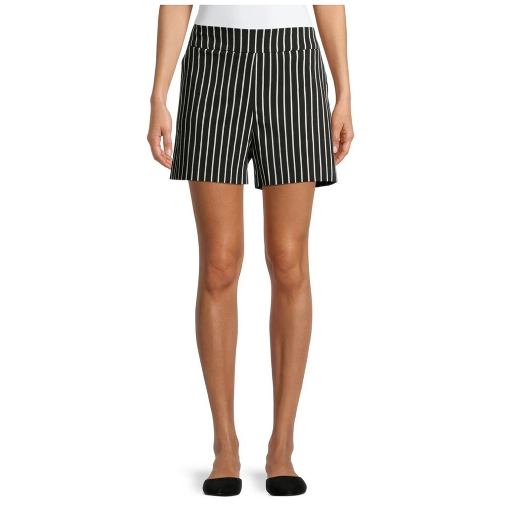 Women's Millennium 4'' Pull-On Shorts. Color: black/ white stripes